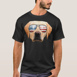 Funny Niedlich Patriotic Gelbe Labrador Sonnenbril T-Shirt