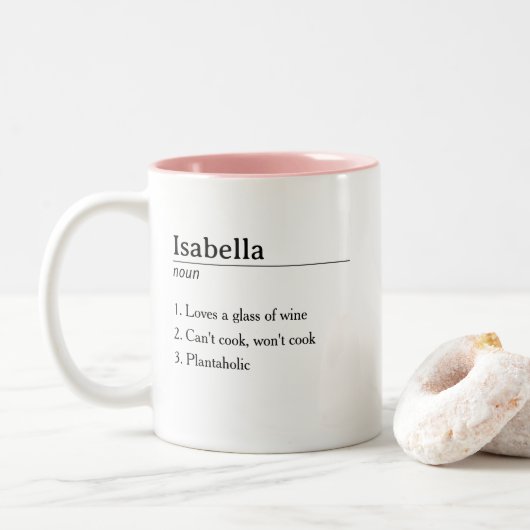 Funny Niedlich Personalisiert Name Definition Zweifarbige Tasse (Mit Donut)