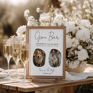 Funny Niedlich Pet Foto Open Bar Menu Hochzeitszei Poster