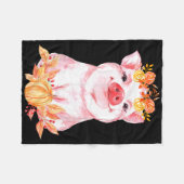 Funny Niedlich Pig Floral Herbst Farm Animal Schwe Fleecedecke (Vorderseite (Horizontal))