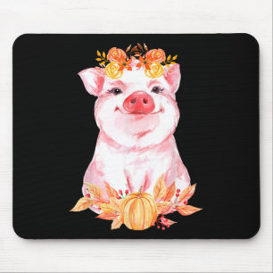 Funny Niedlich Pig Floral Herbst Farm Animal Schwe Mousepad