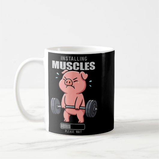 Funny Niedlich Pig Workout Gym Fitness Weightlift Kaffeetasse (Links)