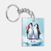 Funny & Niedlich Pinguin Couple Valentine's Day Schlüsselanhänger (Vorderseite links)