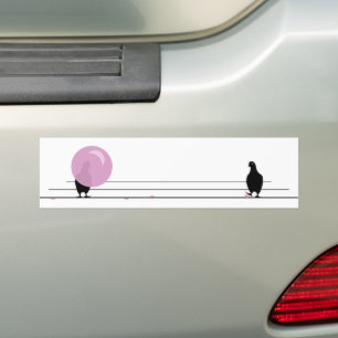 Funny Niedlich Pink Bubble Gum Birds on a Wire Whi Autoaufkleber