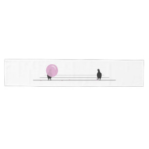 Funny Niedlich Pink Bubble Gum Birds on a Wire Whi Mittelgroßer Tischläufer