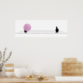 Funny Niedlich Pink Bubble Gum Birds on a Wire Whi Poster (Küche)