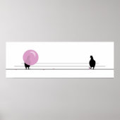 Funny Niedlich Pink Bubble Gum Birds on a Wire Whi Poster (Vorne)