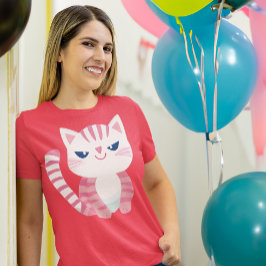 Funny Niedlich Pink Kitty Cat mit anregendem Läche T-Shirt