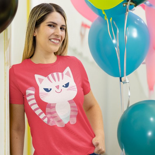 Funny Niedlich Pink Kitty Cat mit anregendem Läche T-Shirt