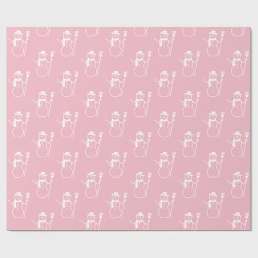 Funny Niedlich Pink und White Snowman Pattern Geschenkpapier (Flach)
