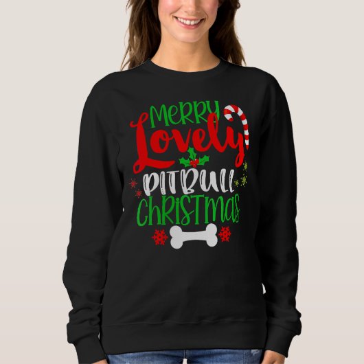 Funny Niedlich Pitbuli Weihnachten Sweatshirt (Vorderseite)