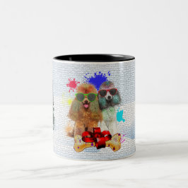 Funny Niedlich Poodle Dog Weihnachten Zweifarbige Tasse