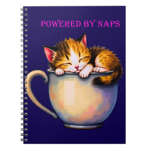 Funny Niedlich "Powered by Nickerchens" Kitten Notizblock