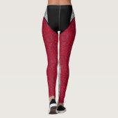 Funny niedlich Print Panels Zierspitzen Rot Leggings (Rückseite)