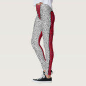 Funny niedlich Print Panels Zierspitzen Rot Leggings (Links)