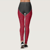 Funny niedlich Print Panels Zierspitzen Rot Schwar Leggings (Rückseite)