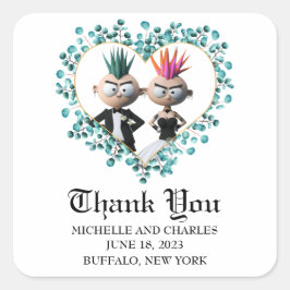 Funny Niedlich Punk Wedding Quadratischer Aufkleber