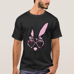Funny Niedlich Rabbit Bunny Face Leopard Brillen H T-Shirt