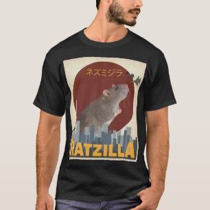 Funny Niedlich Ratzilla Rat Mouse Japanischer Anim T-Shirt