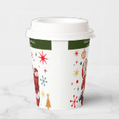 Funny Niedlich Red and Green Monogram Christmas Sa Pappbecher (Rechts)