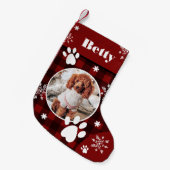 Funny niedlich red black kariert dog pet Foto Weih Kleiner Weihnachtsstrumpf (Vorderansicht (hängend))