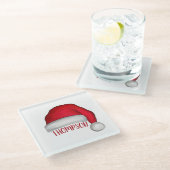 Funny Niedlich Red Santa Holiday Custom Weihnachte Glasuntersetzer (Schrägansicht)