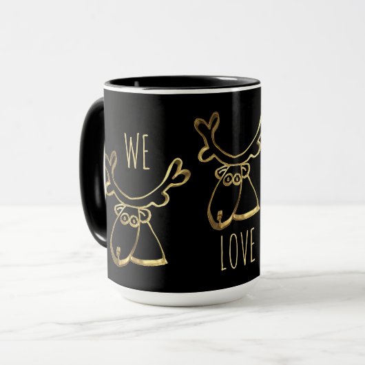 Funny Niedlich Rentier Muster Wir Liebe Sie Text Tasse (Vorderseite Links)