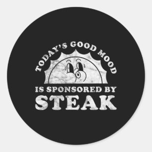 Funny Niedlich Retro Vintag Steak oder Fleisch Gri Runder Aufkleber