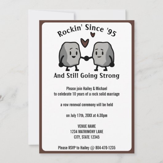 Funny Niedlich Rock Wedding Jubiläum Vow Renewal Einladung (Vorderseite)