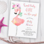 Funny niedlich rosa Flamingo florale BUDGET Babydu<br><div class="desc">Niedlich pastellfarbenes florales Mädchen erschwingliche Dusche Party Einladung Vorlage mit einem lustigen rosa Flamingo Vogel mit einer floralen Anordnung von Aquarellmagenta und rot rosa Blume blüht Bouquets. Die Einladung ist für den Frühjahrsommer im Freien oder für die häwaiianischen Mädels geeignet. BITTE LESEN SIE DIES VOR DEM KAUF! Dies ist eine...</div>