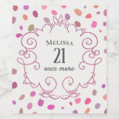 Funny Niedlich rosa Over The Hill Birthday Weinetikett (Einzelnes Label)