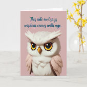 Funny niedlich rosa uhu Happy Birthday Karte (Gelbe Blume)