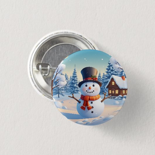 Funny Niedlich saisonale bunte Weihnachtsschneemän Button (Vorne & Hinten)