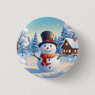 Funny Niedlich saisonale bunte Weihnachtsschneemän Button
