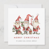 Funny Niedlich Santa Gnomes Weihnachtskonzern Feiertagskarte (Vorderseite)