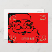 Funny Niedlich Santa Save the Date Weihnachten Par Ankündigungspostkarte (Vorne/Hinten)