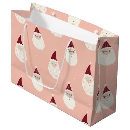 Funny niedlich Santa watercolor Grafikmuster pink Große Geschenktüte (Vorderseite Schrägansicht)