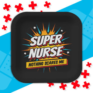 Funny Niedlich Sarcastic Superhero Nurse Wertschät Pappteller