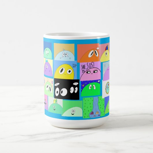 Funny Niedlich Sassy Happy Blob Cartoon Kaffeetasse (Mittel)