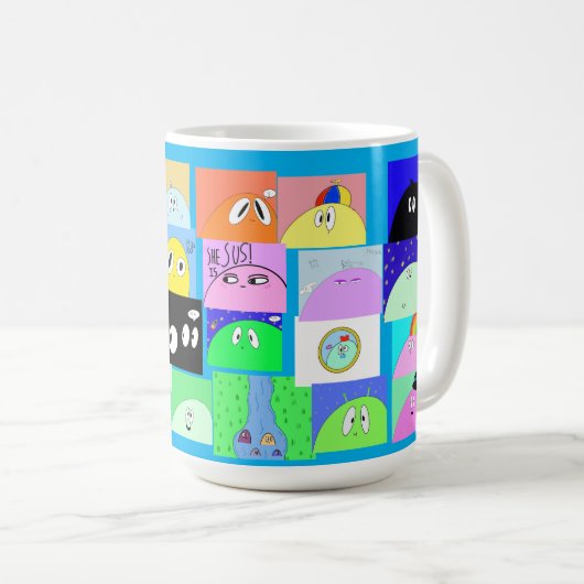 Funny Niedlich Sassy Happy Blob Cartoon Kaffeetasse (VorderseiteRechts)