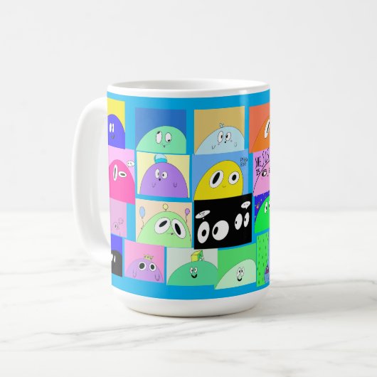 Funny Niedlich Sassy Happy Blob Cartoon Kaffeetasse (Vorderseite Links)