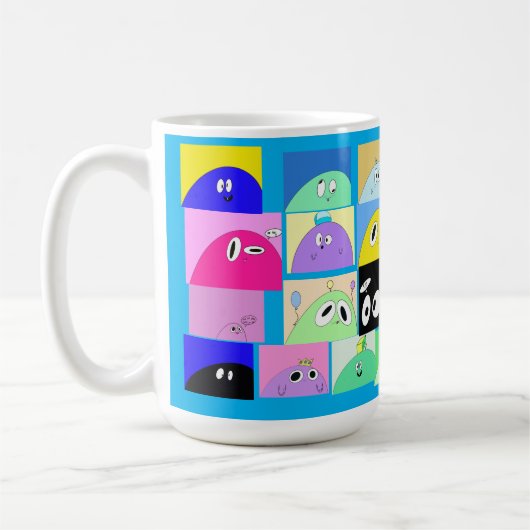Funny Niedlich Sassy Happy Blob Cartoon Kaffeetasse (Links)