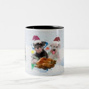 Funny Niedlich Schnauzer Dog Weihnachten Zweifarbige Tasse
