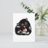 Funny niedlich Schwarz-weißer Syrian Hamster Gesch Postkarte (Stehend Vorderseite)