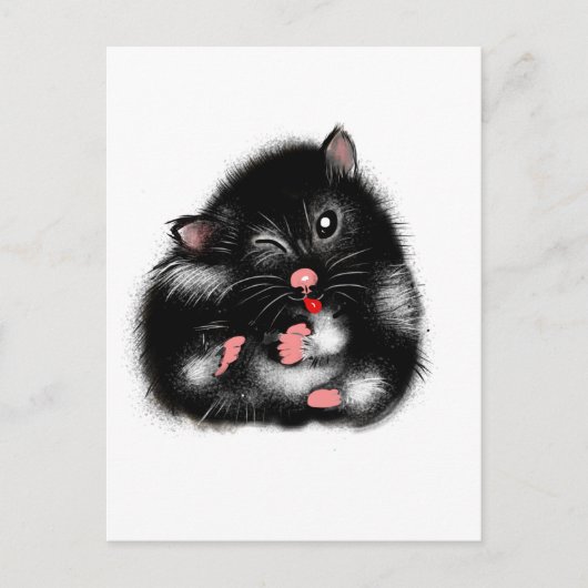 Funny niedlich Schwarz-weißer Syrian Hamster Gesch Postkarte (Vorderseite)