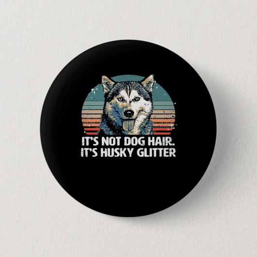 Funny & Niedlich Siberian Husky Dog Glitzer Classi Button (Vorderseite)