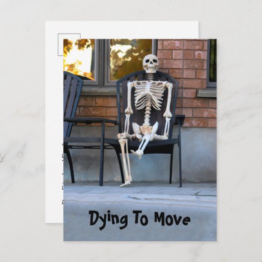 Funny Niedlich Skeleton New Address Moving Postkarte (Vorne/Hinten)
