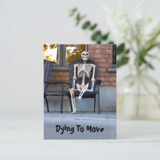 Funny Niedlich Skeleton New Address Moving Postkarte (Stehend Vorderseite)
