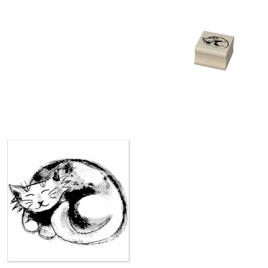 Funny Niedlich Sleeping Cat Animal Personal Statio Gummistempel (Stempel)