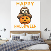 Funny Niedlich Sloth Holding Pumpkin Leinwanddruck (Insitu (Schlafzimmer))